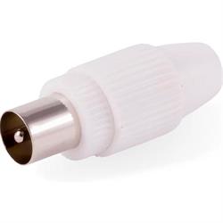 CONECTOR ANTENA TV MACHO - RECTO - BLANCO