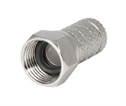 CONECTOR F - ESTANCO - METALICO - PARA CABLE 7mm - TORSION Y PRESION - 100 UNIDADES