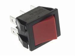INTERRUPTOR BASCULANTE DE POTENCIA 10A - 250V - 2 POSICIONES - ON-ON - TECLA ROJA - DPDT