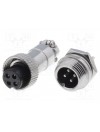 PAREJA DE CONECTORES DE MICROFONO MACHO-HEMBRA 4 PIN - 12mm - 5A MAX - METAL