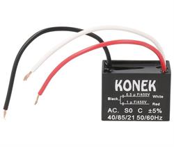 CONDENSADOR DE ARRANQUE DE MOTOR DOBLE 1+0.5UF 450VAC - CABLES 110mm - 38X20X29mm