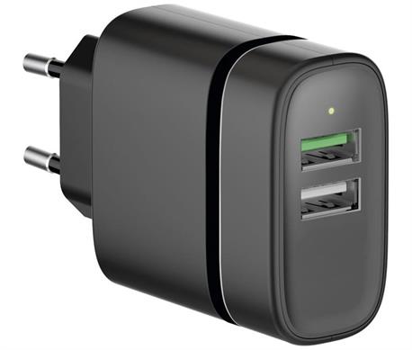 CARGADOR USB QUICK CHARGE POWER DELIVERY - x1 USB QUICK CHARGE + x1 USB 5V / 4A - NEGRO