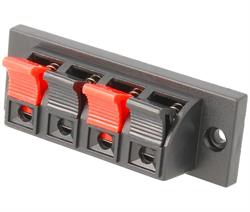 REGLETA HEMBRA SALIDA DE ALTAVOZ 4 CLIP ROJO Y NEGRO - 70x20mm - SOLDAR