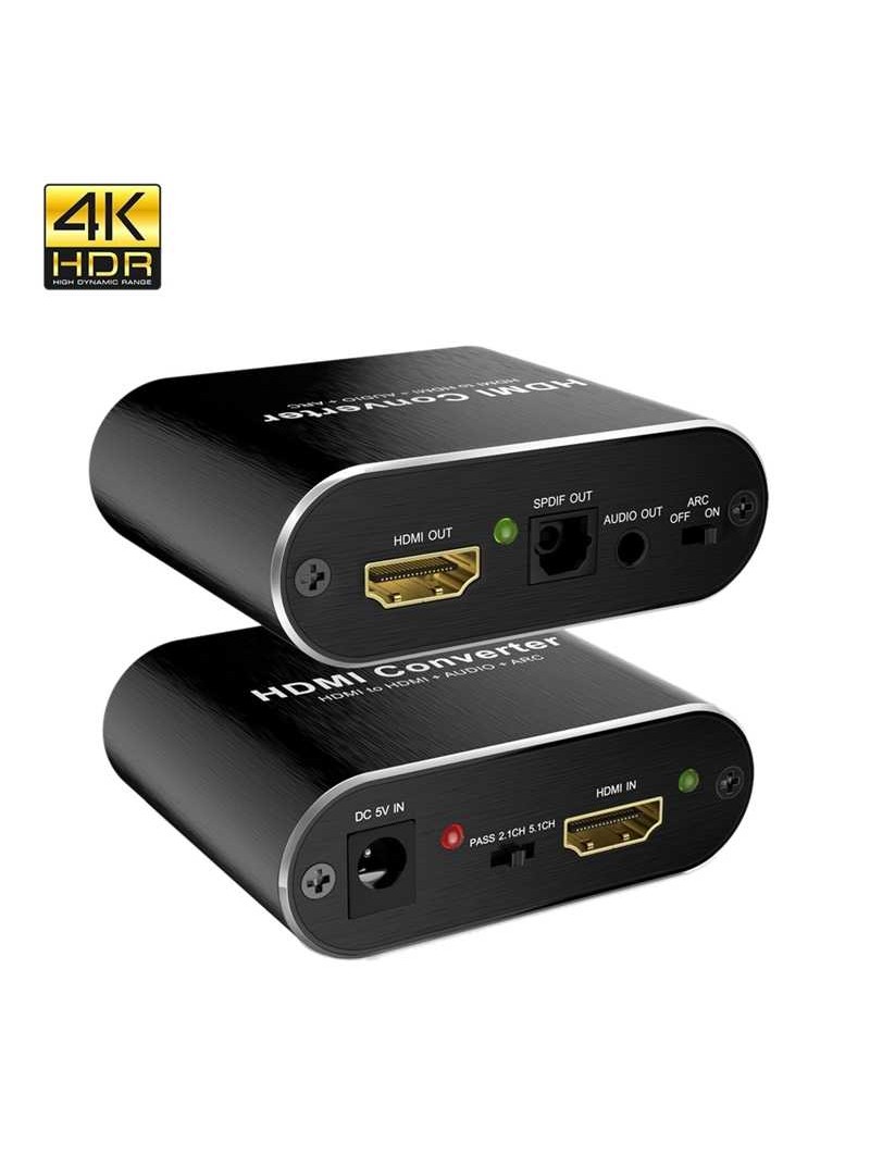 SEPARADOR / EXTRACTOR DE AUDIO HDMI A SALIDA ANALOGICA + DIGITAL - 4K - HDMI ARC - ALIMENTACION USB