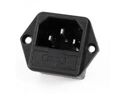 CONECTOR ALIMENTACION IEC 60320 - C14 - MACHO - EMPOTRAR CHASIS - 10A - CON FUSIBLE - SOLDAR