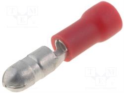 TERMINAL REDONDO MACHO - 4mm - AISLADO - CABLE DE 0,5 A 1,5mm - ROJO - 100 UNIDADES