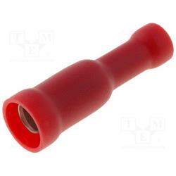 TERMINAL REDONDO HEMBRA - 4mm - AISLADO - CABLE DE 0,5 A 1,5mm - ROJO - 100 UNIDADES