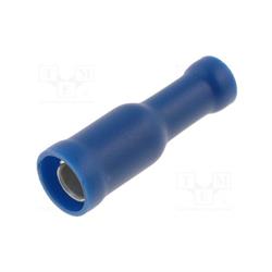 TERMINAL REDONDO HEMBRA - 4mm - AISLADO - CABLE DE 1,5 A 2,5mm - AZUL - 1 UNIDAD