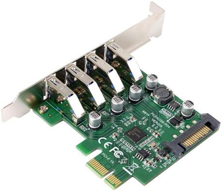 TARJETA CONTROLADORA USB 3.0 PCI-E -4 PUERTOS - ALIMENTACION SATA - COMPATIBLE PERFIL BAJO