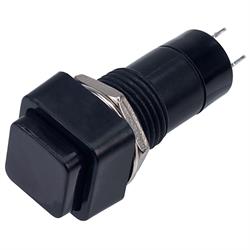 PULSADOR PRESION - 1 POSICION - 3A 125V - OFF (ON) - ORIFICIO DE MONTAJE 12mm - [TECLA  CUADRADA NEGRA]