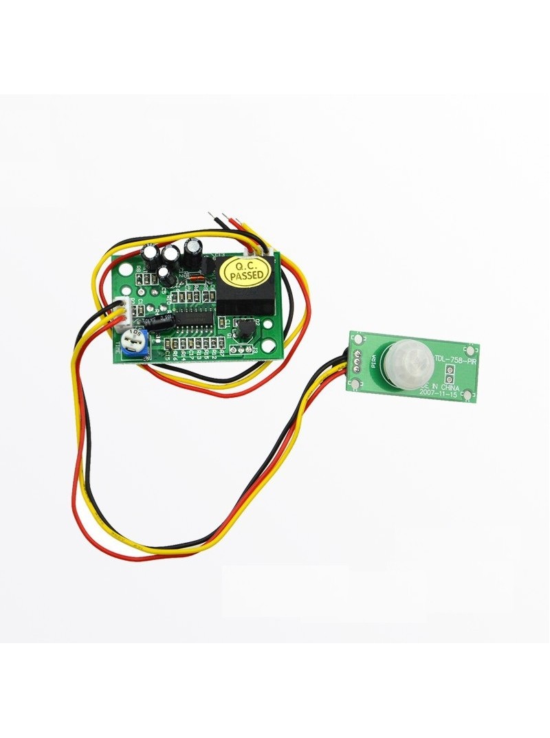 MODULO DETECCION MOVIMIENTO PIR - 12VDC - SALIDA +12VDC - 5 a 500LUX - RETARDO AJUSTABLE 12 A 350 SEGUNDOS