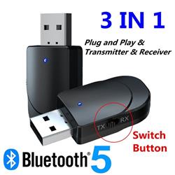 EMISOR Y RECEPTOR BLUETOOTH 5.0 - JACK HEMBRA 3.5mm - 45x20x11mm - CON CABLE JACK MACHO MACHO