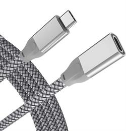 CONEXION USB-C 3.1 - MACHO - HEMBRA - TRENZADO EN NYLON - 2 METROS