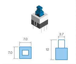 MICRO PULSADOR DE TACTO 6 PIN - (ON) OFF - PARA PCB PASANTE - 7x7x12mm