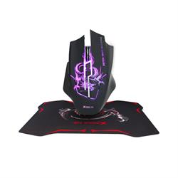 KIT RATON OPTICO + ALFOMBRILLA XTRIKE ME GAMING - 3200 DPI - 7 BOTONES - ERGONOMICO