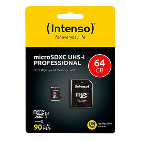 MEMORIA MICRO SD UHS-I 64GB INTENSO - CL10 - CON ADAPTADOR A SD