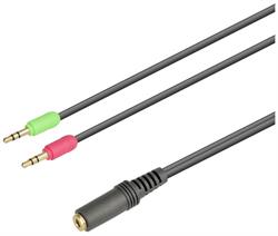ADAPTADOR - UNIFICADOR JACK 3,5mm 4 VIAS HEMBRA - 2 JACK 3,5mm STEREO MACHO