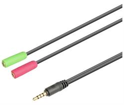 ADAPTADOR - DIVISOR JACK 3,5mm 4 VIAS MACHO - 2 JACK 3,5mm STEREO HEMBRA