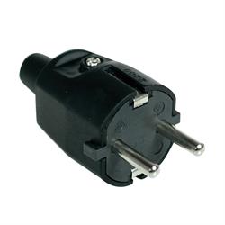 CLAVIJA - ENCHUFE DE RED SCHUKO - GOMA - NEGRO - 16A 250V - CON TIERRA - 4,8mm