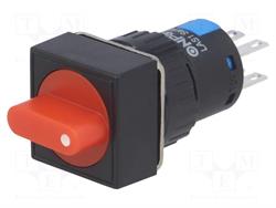CONMUTADOR ROTATIVO - 3 POSICIONES - 3A 220VCA o 2A 24VCC - ORIFICIO DE MONTAJE 16mm - ROJO
