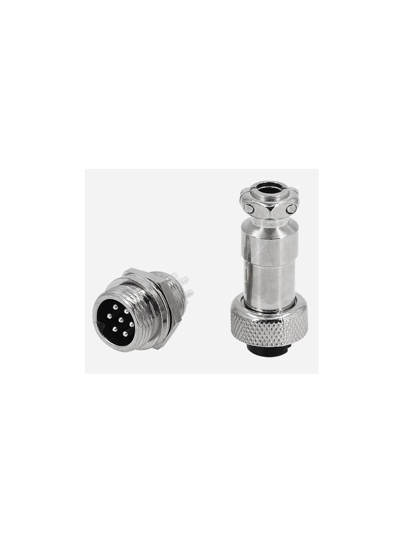 PAREJA DE CONECTORES DE MICROFONO MACHO-HEMBRA 7 PIN - 12mm - 5A MAX - METAL