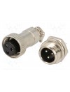 PAREJA DE CONECTORES DE MICROFONO MACHO-HEMBRA 3 PIN - 12mm - 5A MAX - METAL