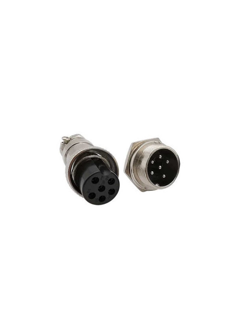 PAREJA DE CONECTORES DE MICROFONO MACHO-HEMBRA 6 PIN - 12mm - 5A MAX - METAL