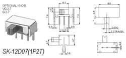INTERRUPTOR DESLIZANTE - 2 POSICIONES - 3A 250VCA - ON ON - TECLA DE 3mm - 9x4,5x4mm