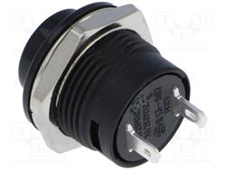 PULSADOR PRESION - NO - 1 POSICION - 3A 250V - ORIFICIO MONT 16mm - BOTON NEGRO - SOLDAR