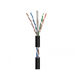 BOBINA CABLE UTP CAT6 RIGIDO - PARA EXTERIOR - AWG23 - 1 METRO - NEGRO