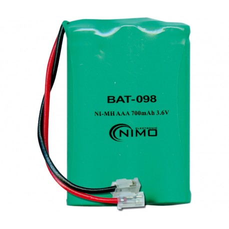BATERIA Ni-Mh 3.6V - 700mAh [AAAx3] - 30,0x44,0x10,0mm - CONECTOR