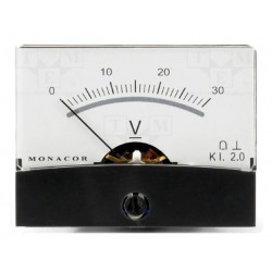 VOLTIMETRO / MEDIDOR DE PANEL 0-30V - DC - CLASE PRECISION 2 - 60.3x46.3x39mm - Ø MONTAJE 37.5mm