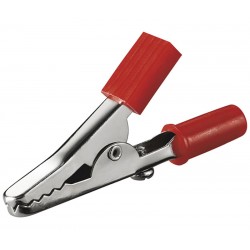 PINZA DE COCODRILO 55mm - ROJO - PARA CONEXION A BANANA 4mm
