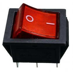 INTERRUPTOR CONMUTADOR BASCULANTE - 2 POSICIONES BIPOLAR - 16A 250V - 6 FASTON - CON LUZ