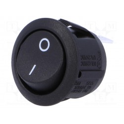 PULSADOR BASCULANTE - 1 POSICION - 6A  250V - OFF (ON) - NEGRO REDONDO