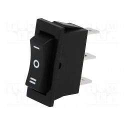 PULSADOR BASCULANTE ROCKER- 3 POSICIONES CON RETORNO - 10A 250VAC - (ON) OFF (ON) - FASTON 6.35mm
