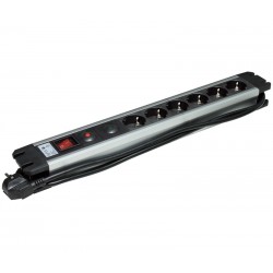 REGLETA 6 TOMAS SCHUKO - 3x1,5mm 16A -  INTERRUPTOR - CABLE 3 METROS - PROTEC. NIÑOS 3680W