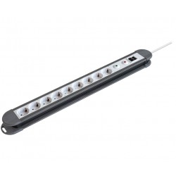 REGLETA 9 TOMAS SCHUKO - 3x1,5mm 16A -  INTERRUPTOR - CABLE 1,5 METROS - SOBRECARGA Y SOBRETENSION
