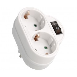 DISTRIBUIDOR RED - 2 HEMBRAS SCHUKO  - CON INTERRUPTOR - 16A 250V