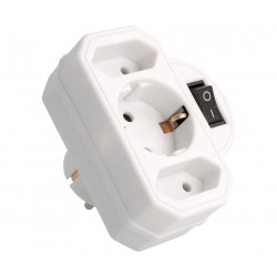 DISTRIBUIDOR RED - 2 HEMBRA EUROPA + 1 HEMBRA SCHUKO  - CON INTERRUPTOR - 16A 250V