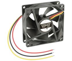 VENTILADOR 80X80X25 - 12VDC - COJINETES - TERMOPLASTICO - 3 HILOS