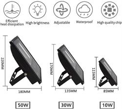 PROYECTOR LED PARA EXTERIOR - DE 12 a 24VDC - 30W - CALIDO - IP65 - NEGRO
