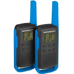 PAREJA DE WALKIE-TALKIE MOTOROLA T62 - PMR446 - 16 CANALES - HASTA 8KM - BATERIA RECARGABLE - AZUL