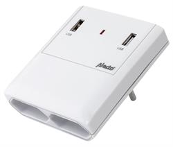 CARGADOR USB - x2 USB 5V/2A + x2 TOMA DE RED 250V/2.5A - BLANCO