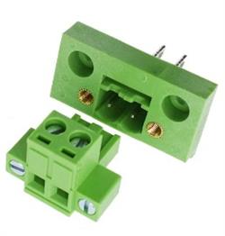 PAREJA DE REGLETA DE CONEXION PROFESIONAL CON TORNILLOS - BLOQUE 2 CONTACTOS - PASO 5,8mm - VERDE