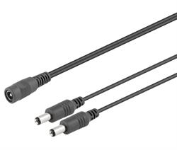 CONEXIÓN - PROLONGADOR ALIMENTACION - JACK HUECO MACHO A 2 HEMBRAS - 5,5x2,1mm - 0,2 METROS