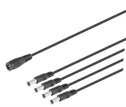 CONEXIÓN - PROLONGADOR ALIMENTACION - JACK HUECO MACHO A 4 HEMBRAS - 5,5X2,1mm - 0,2 METROS