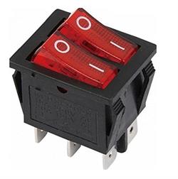 INTERRUPTOR BASCULANTE DOBLE SPDT - 2 POSICIONES - 15A 250V - ON OFF - LUMINOSO - ROJO