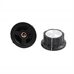 PERILLA CON INDICADOR PARA DE EJE 6mm - 45x20mm - FIJACION A DOBLE TORNILLO - NEGRO