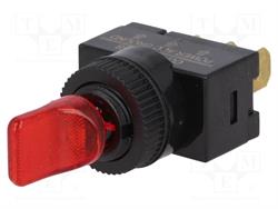 INTERRUPTOR PALANCA ILUMINADO ROJO SPST - 2 POSICIONES ON OFF - 20A / 12VCC - ORIFICIO MONT. Ø12.2mm